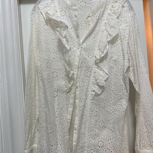 Mazik Ivory Floral Eyelet Top